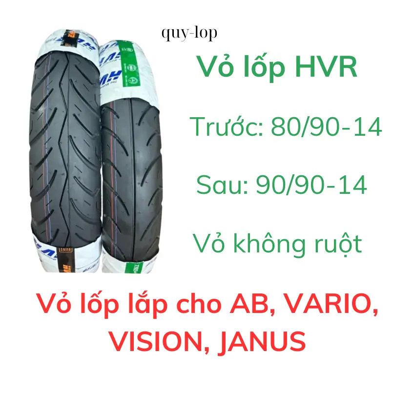 Vỏ lốp HVR lắp cho xe AB, VARIO, VISION, CLICK, JANUS size 80/90-14 90/90-14