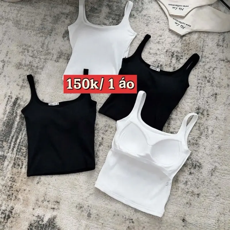 Áo 2 dây có đệm ngực chắc chắn, phom dáng lên gọn ng, mặc tôn V1