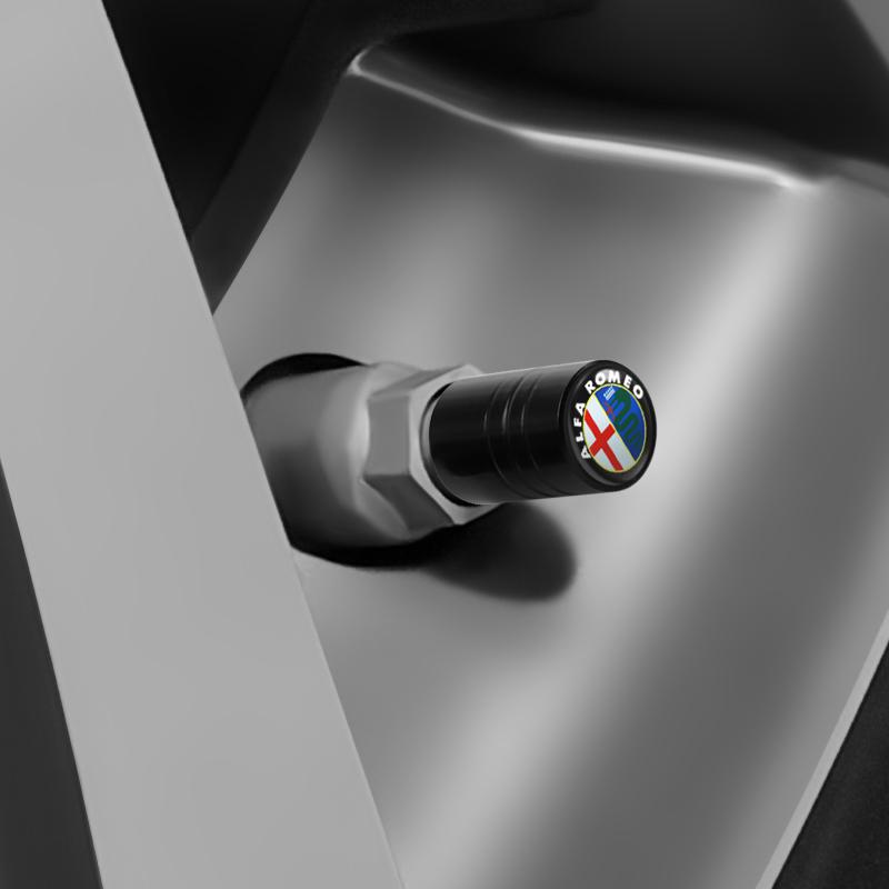 Lốp Bánh Xe Tạo Kiểu Xe Hơi, Bộ 4 Chiếc, Mũ Van Thép Không Gỉ, Có Logo, Thích Hợp Cho Các Mẫu Xe Alfa Romeo Mito, Brera, 147, Giulietta, 159, 156, Stelvio, Sportiva, Giulia 4