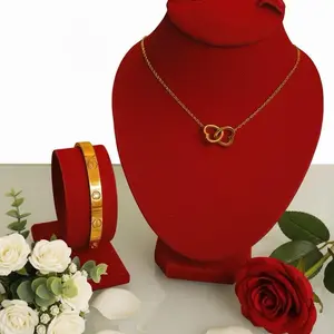 Set Kalung Hati Ganda Warna GOLD & Gelang Kajia  Elegan