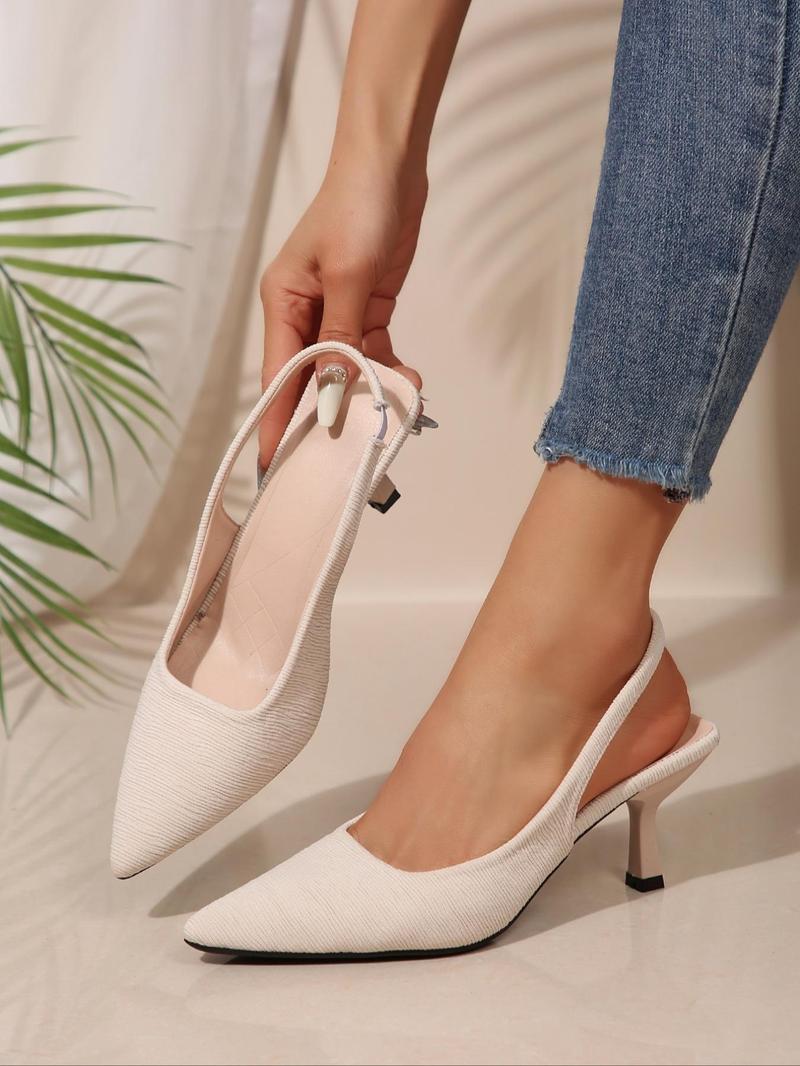 Product Introduction of Women's Fashionable Solid Color Stiletto Heeled Sandals, Elegant Pointed Toe High Heel Sandals for Party, Daily Clothing Decor for Women & Girls, Footwear 2