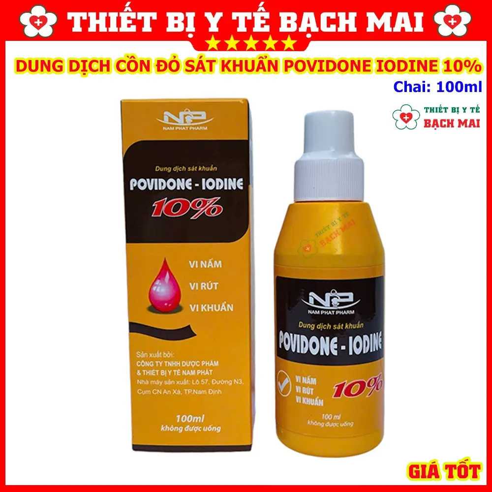 [Chai 100ml] Dung Dịch Cồn Đỏ Sát Khuẩn Povidone Iodine 10%