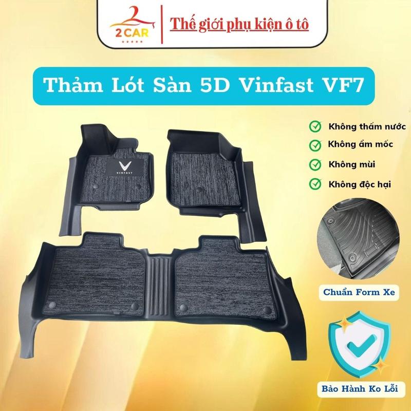 Thảm lót sàn NHỰA 5D Kèm Sẵn Rối Tràn Viền xe VINFAST VF7 Hàng Nhựa đúc nguyên khối TPE đẹp bền không thấm nước dễ vệ sinh