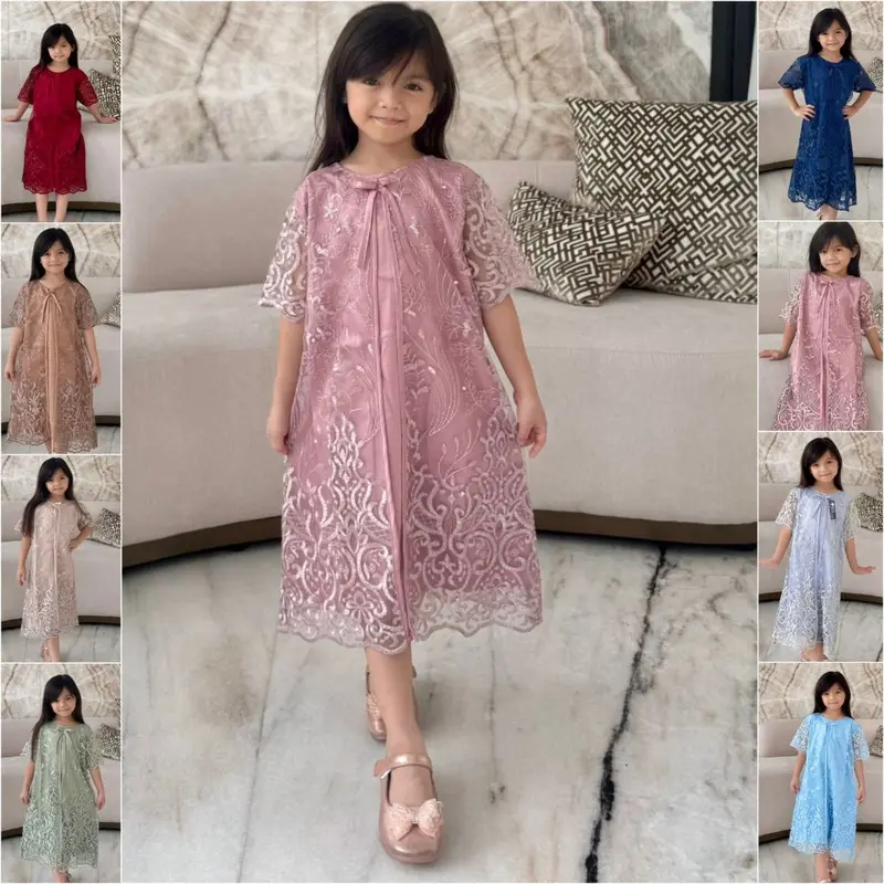 Dress Anak Daisy 6 7 8 9 Brokat Tulle Tile Bordir Glitter / Dress Pesta Anak 6 7 8 9 Tahun 0