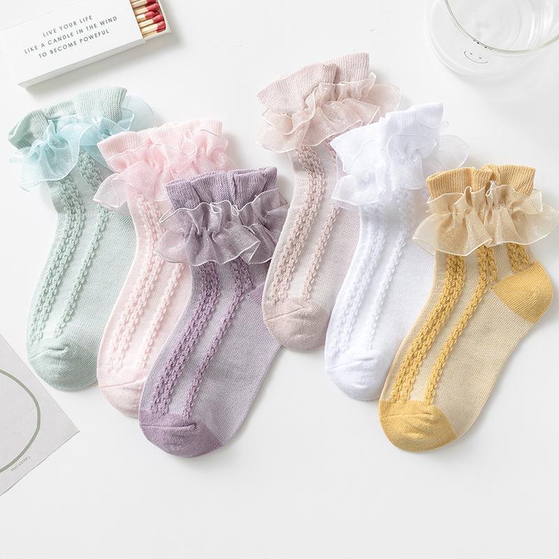 Tất Ren Đôi Cho Bé Gái, Thời Trang Trẻ Em, Công Chúa Khiêu Vũ, Cotton, A23 0