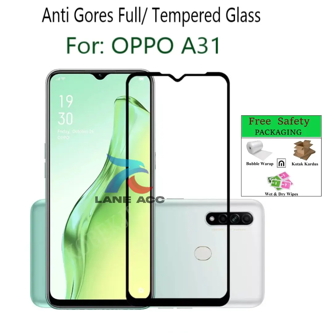ANTI GORES FULL  UNTUK HP  OPPO A31 - TEMPERED GLASS. SCREEN PELINDUNG LAYAR ANTI GORES KACA SCREEN PROTECTOR