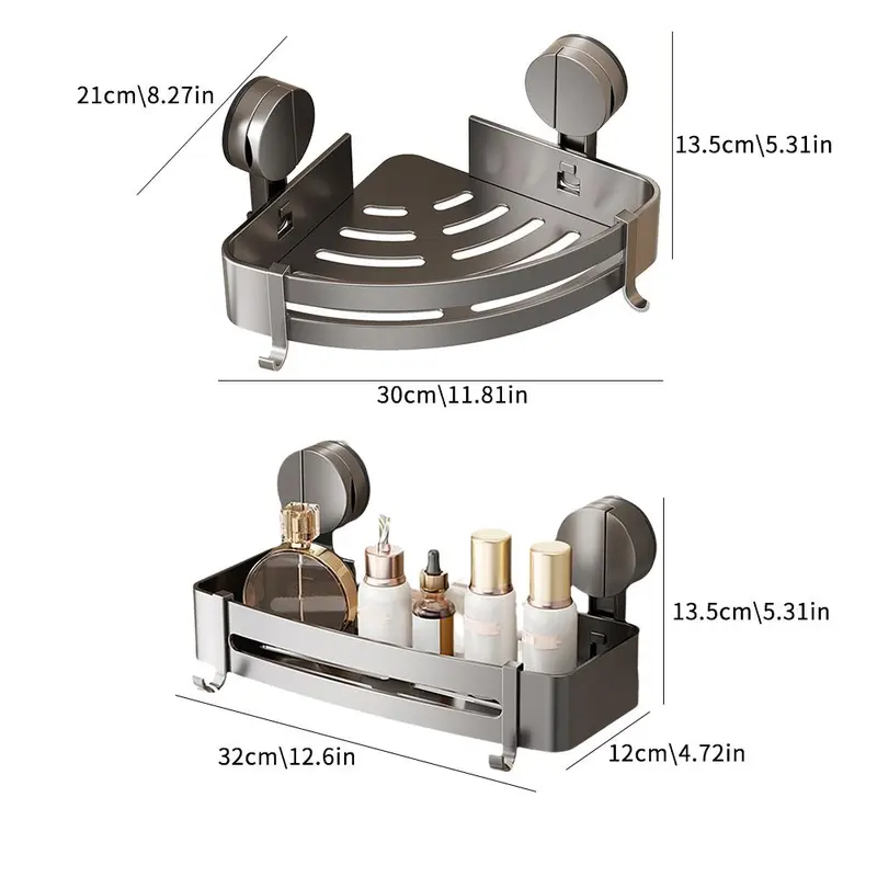 Giá Để Cốc Hút Nhà Vệ Sinh, Giá Để Đồ Phòng Tắm, Hình Tam Giác, Không Cần Thủng, Giá Để Đồ Góc, Hút, G9B5 8