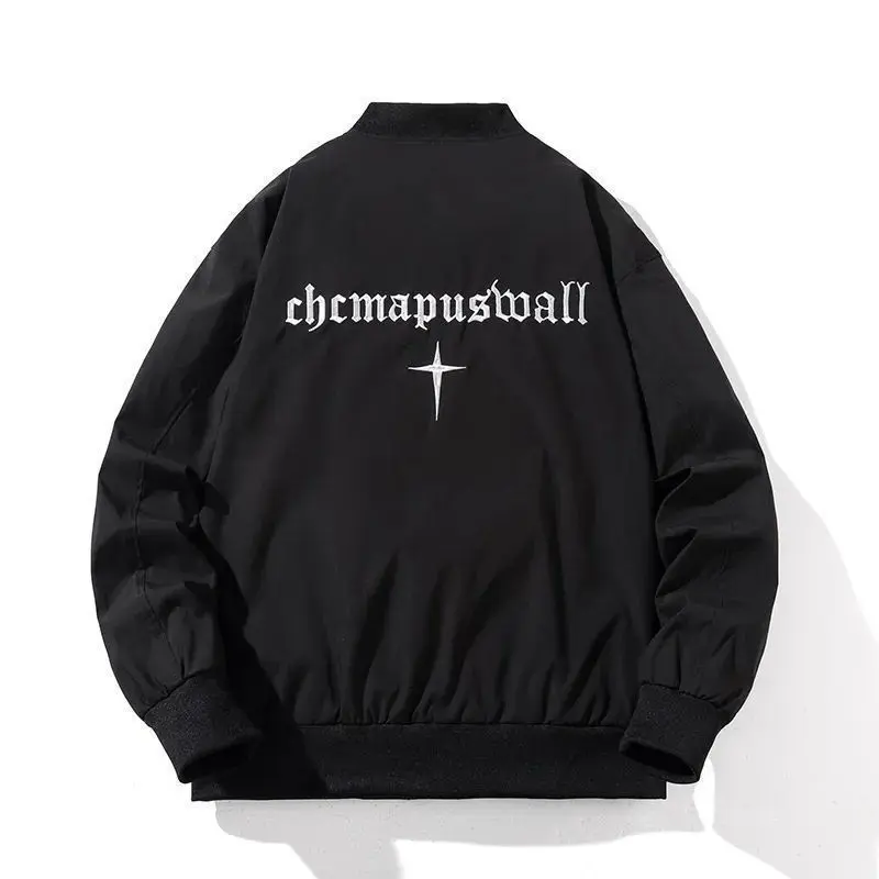 Áo Khoác Thêu Hình Ngôi Sao Bốn Cánh, Áo Khoác Bomber, Unisex, Áo Mặc Bên Ngoài Dễ Phối Đồ Áo Khoác Bóng Chày, Thích Hợp Cho Mùa Xuân Và Mùa Thu, Hàng Mới Về Năm 2025 4
