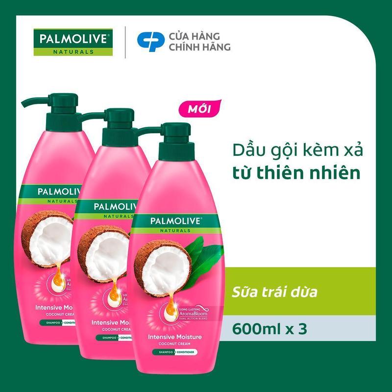 Bộ 3 dầu gội Palmolive Naturals chiết xuất thiên nhiên Chăm Sóc Tóc và Dưỡng Tóc bồng bềnh 600ML phù hợp cho Nữ và Nam