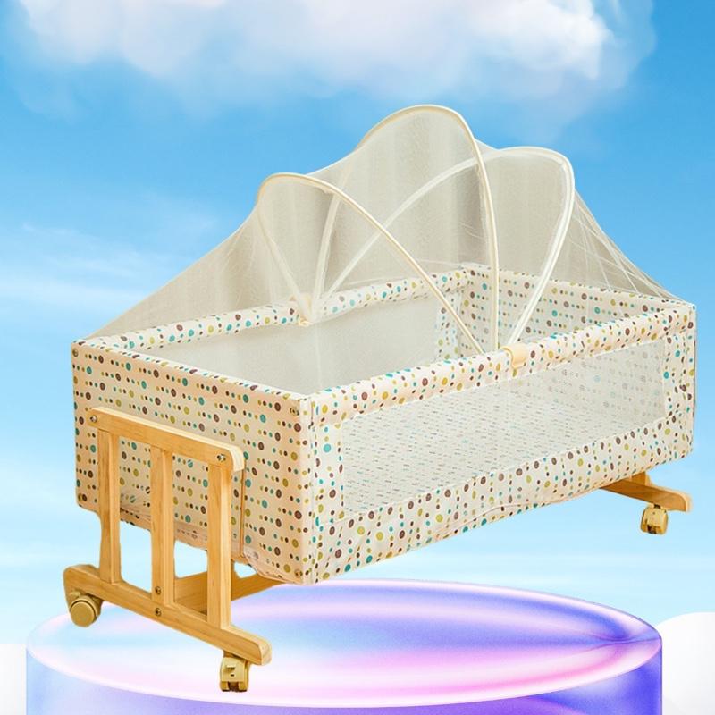 [NÔI GỖ + TẶNG MÀN] Nôi gỗ cao cấp đu đưa cho bé-Tuti.baby Kem Võng võng em bé 1 tháng giường  gấp