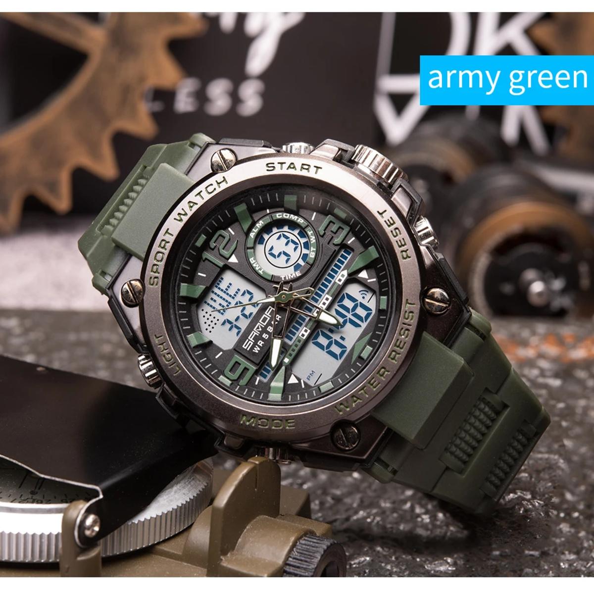 Men Sports Quartz Watches Dual Display LED Electronic Digital Wristwatches Waterproof Military Watch Relogios Masculino Men Sports Quartz Watches Dual Display LED Electronic Digital Wristwatches Waterproof Military Watch Relogios Masculino