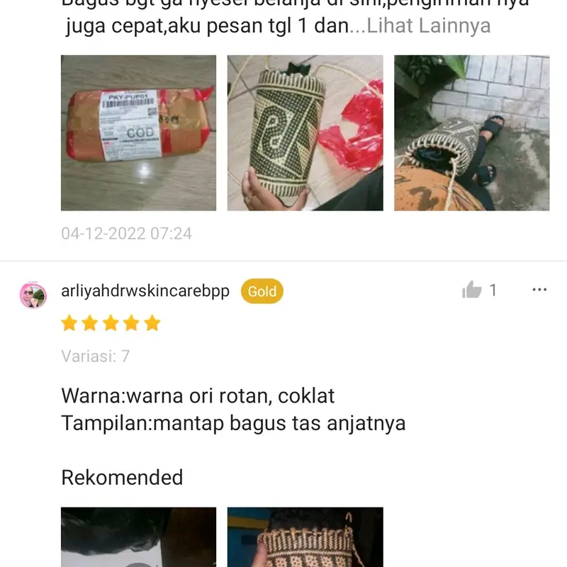 Tas Anjat Selempang Pria Wanita Tas Anjat Rotan Khas Dayak Kalimantan (Lengkap Dengan Kain Puring) 3
