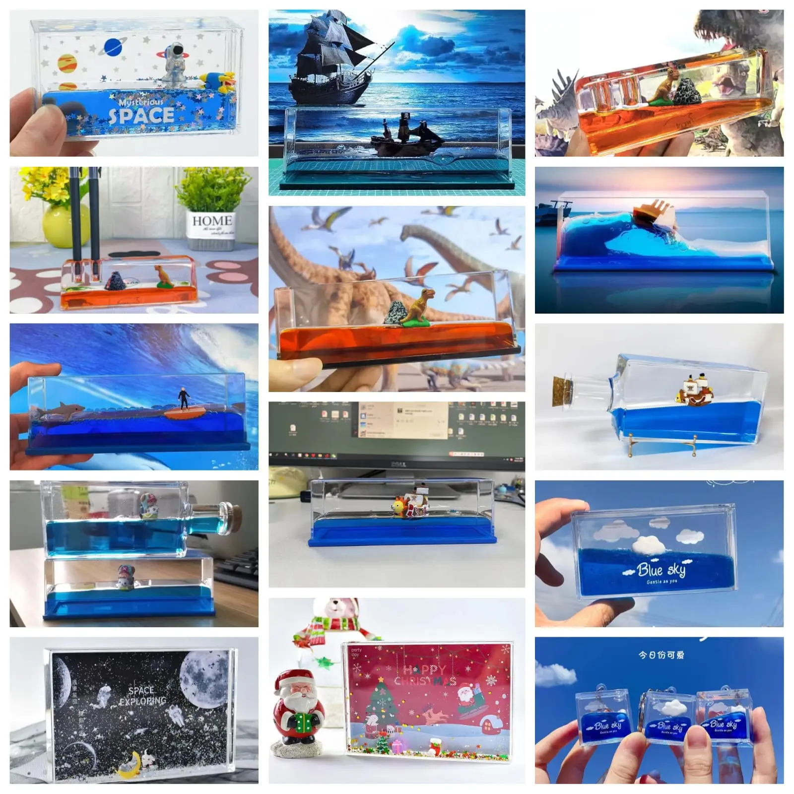 Kapal Pesiar Botol Cairan Drift Jam Pasir Ruang Tamu Dekorasi Kreatif Perahu Ornamen Mengambang Dekorasi Rumah Mainan Hadiah Ulang perahu kapal dinosaur decoration boat Handmade Biru