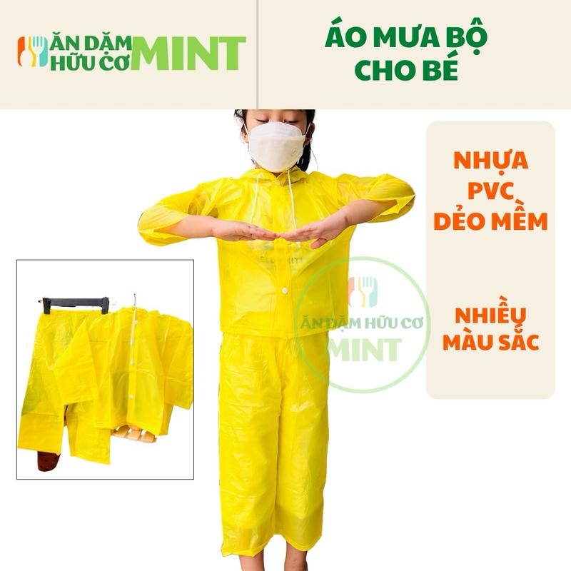 Bộ quần áo mưa cho bé, áo mưa bộ nhiều màu - Mint ăn dặm