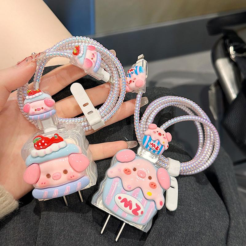 Bộ bảo vệ sạc iphone mẫu heo dễ thương tránh đứt gãy Phụ Kiện