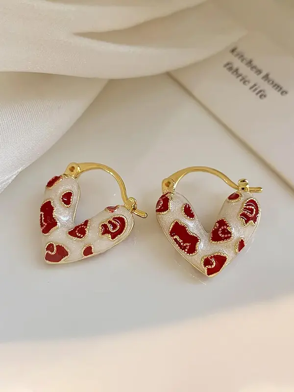 Heart Shaped Earrings, Fashionable Jewelry for Women, Daily Clothing Decor, Trendy All-match & Exquisite Jewelry for Birthday Gift 4