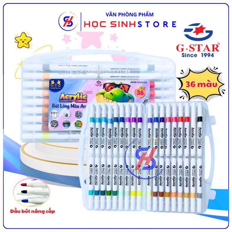 Hộp 36 Bút Lông Màu Acrylic Todo Suyo AP-789 Màu Tươi Sáng Ống Mực Lớn - Viết Vẽ Lên Mọi Bề Mặt - VPP Học Sinh Store