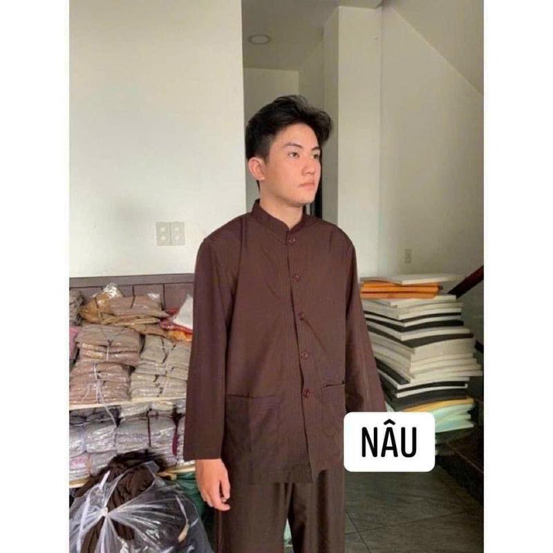 Product Introduction of Áo Lam Nam - Pháp phục truyền thống tay dài, phối viền vải kate dành cho Nam phật tử 4