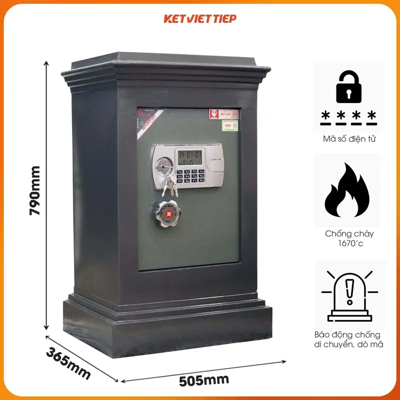 Két sắt Việt Tiệp KA78DT Điện Tử Chống Cháy 100kg [Miễn phí giao hàng toàn quốc] 0