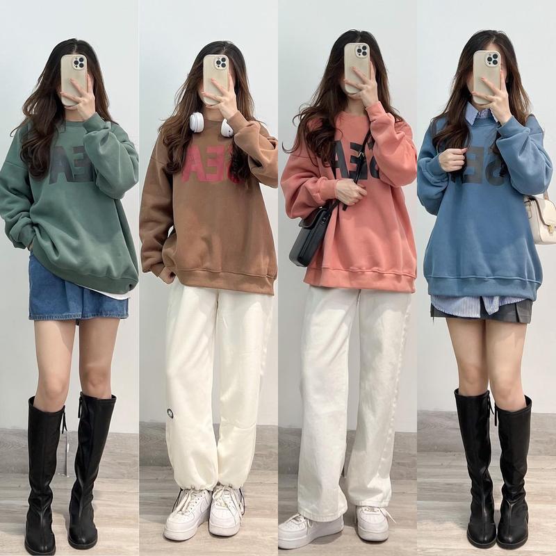 Áo sweater nỉ bông dày dặn SEA thời trang Miho house
