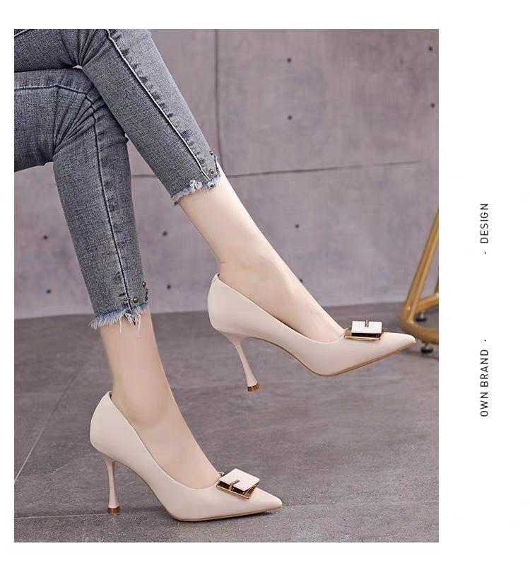 Product Introduction of Giày Giày Cao gót Da Thật Mềm Mại, Dành Cho Nữ, Thời Trang, Mũi Nhọn, Màu Nude, Linh Hoạt, cổ thấp 17