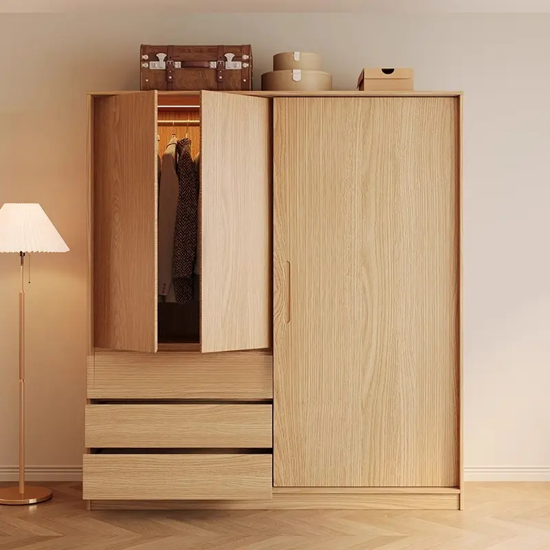 [Pre Order] Sliding door wardrobe, wooden style wardrobe, home bedroom, Japanese style sliding door wardrobe, 2024 new storage wardrobe