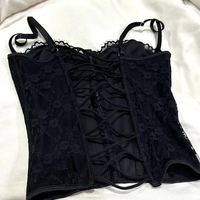 Áo hai dây corset ren có dây đan lưng co giãn (không mút ngực) Nữ Women đi picnic 6