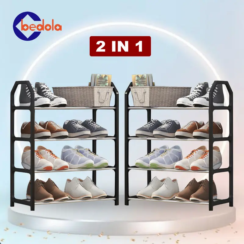 Bedola combo 2 in 1 (COD) 2 set rak sepatu susun rak sandal 4 tingkat 2