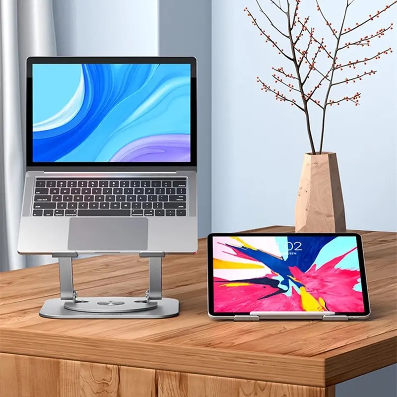 Laptop Stand 360° Rotatable Bisa Dilipat Notebook Tablet Holder Liftable Portable Fold Holder For 10-17.3" Laptop Tablet For ipad MacBook Stand 3