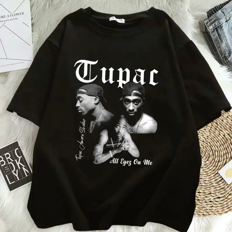 Áo Thun Thời Trang, Áo Rapper Tupac, Mặc Mùa Hè 2023, [F] Chữ