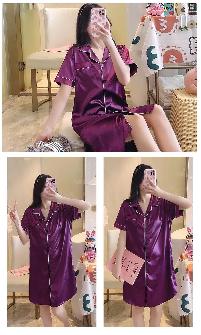 Product Introduction of sleepwear for women sexy Nightwear Nightdress Dress Silk Loungewear Short Sleeve Pajamas Pyjamas Plus Size Clothing Womenswear Lingerie Homewear Basic Minimalist Comfort 15