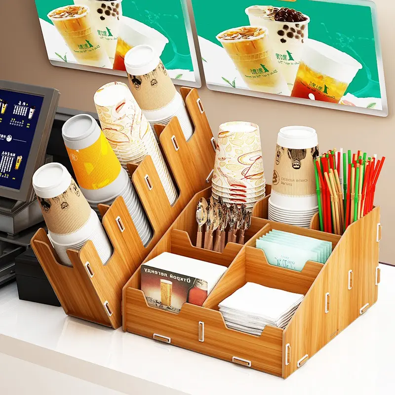 Giá Để Cốc Giấy, Giá Để Đồ Gia Dụng, Phòng Khách Và Phòng Ăn, Giá Để Cốc Bằng Gỗ Có Ống Hút, Thích Hợp Cho Cửa Hàng Cà Phê Và Quầy Bar, Giá Để Đồ Dùng Dùng Một Lần, Người Sắp Xếp Gia Đình Kitchen Nhà Bếp 5