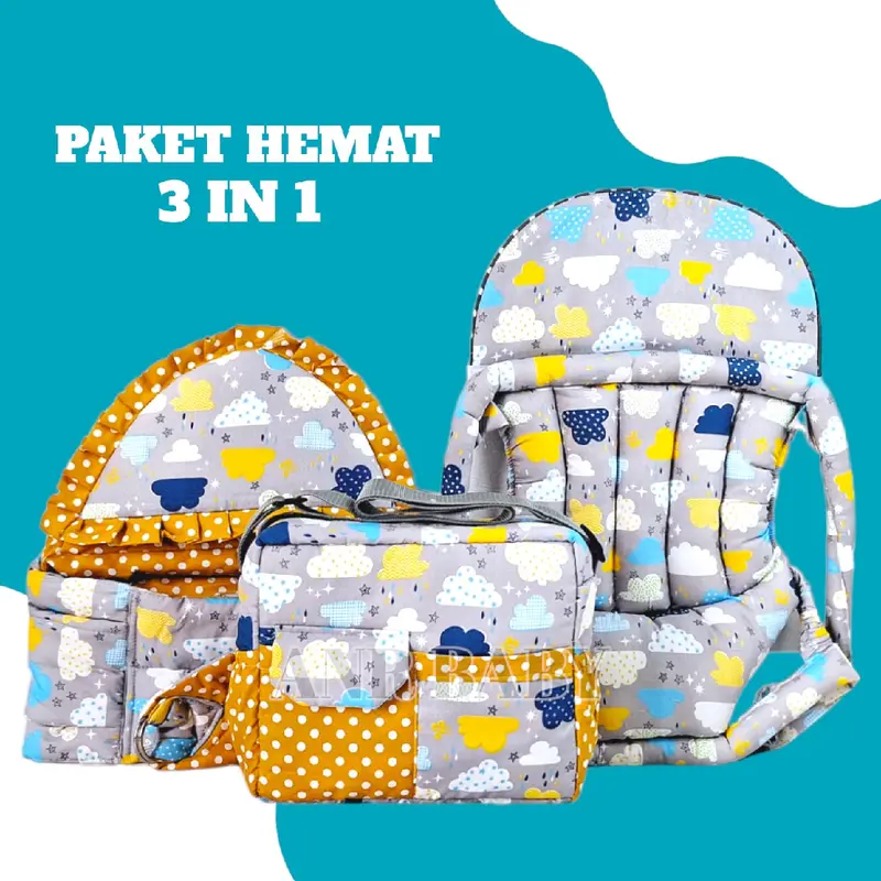 Paket Hemat 3in1 Gendongan Samping Bayi Tas Medium Sama Gendongan Depan Bayi Baru lahir Balita Cewek Cowok 2