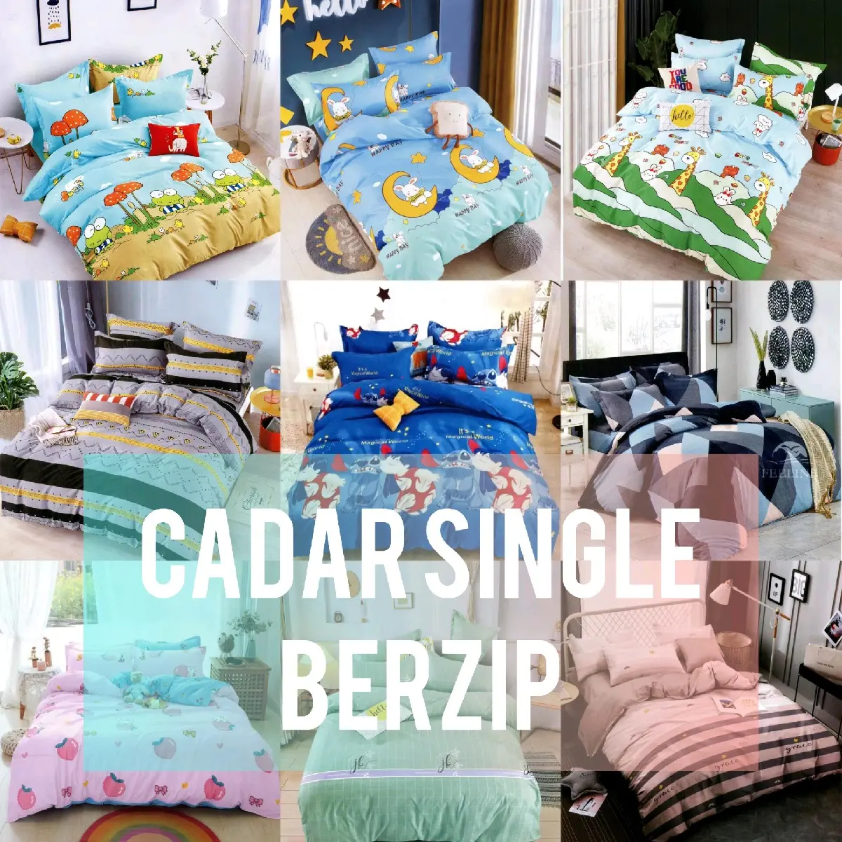 Cadar berzip bedsheet with zip single size premium