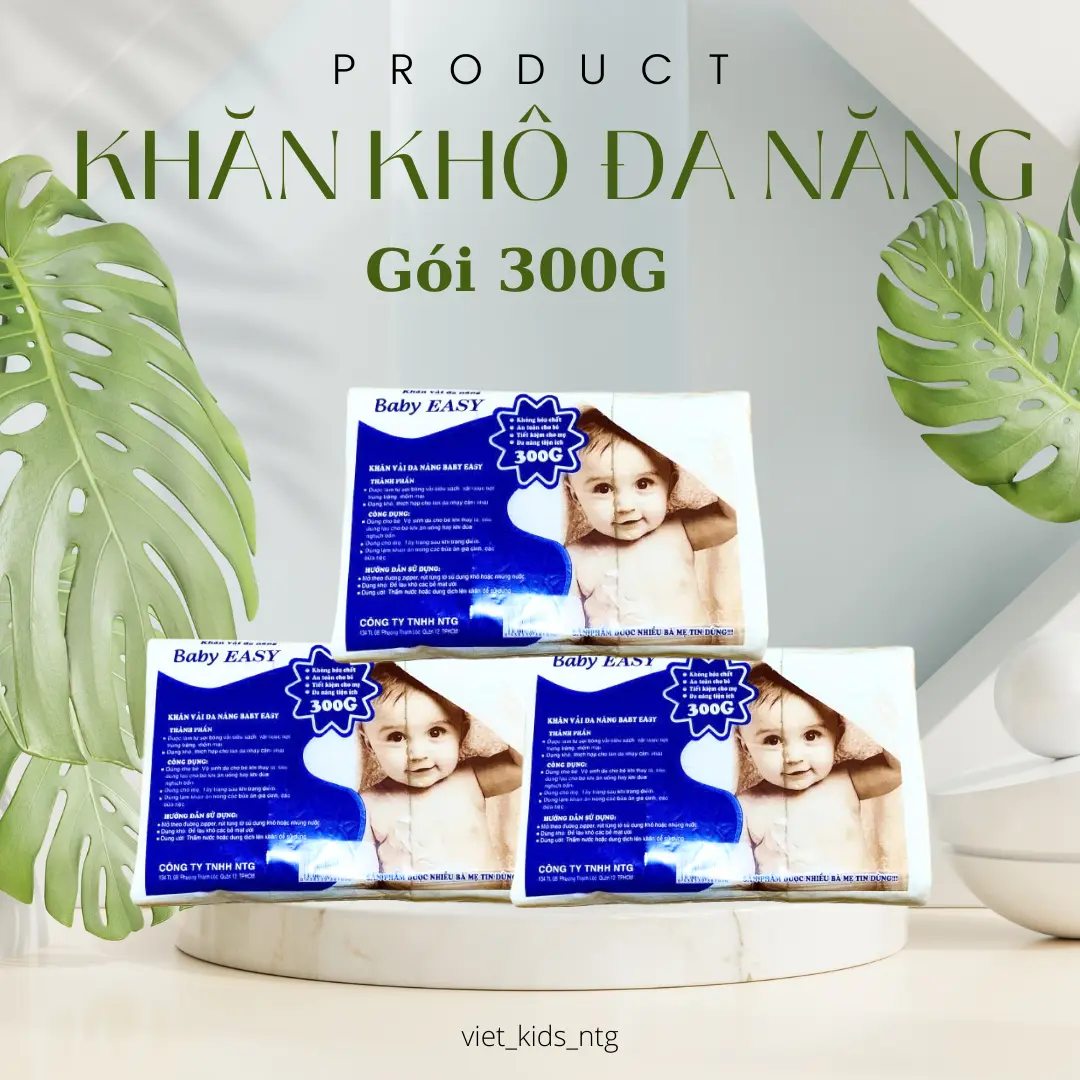 Khăn giấy khô đa năng cho bé 300 tờ, TẶNG GÓI TEEN 20 TỜ, Dễ xài lại tiết kiệm, có thể sử dụng làm khăn tắm lau cho bé, tuyệt đối an toàn cho trẻ sơ sinh