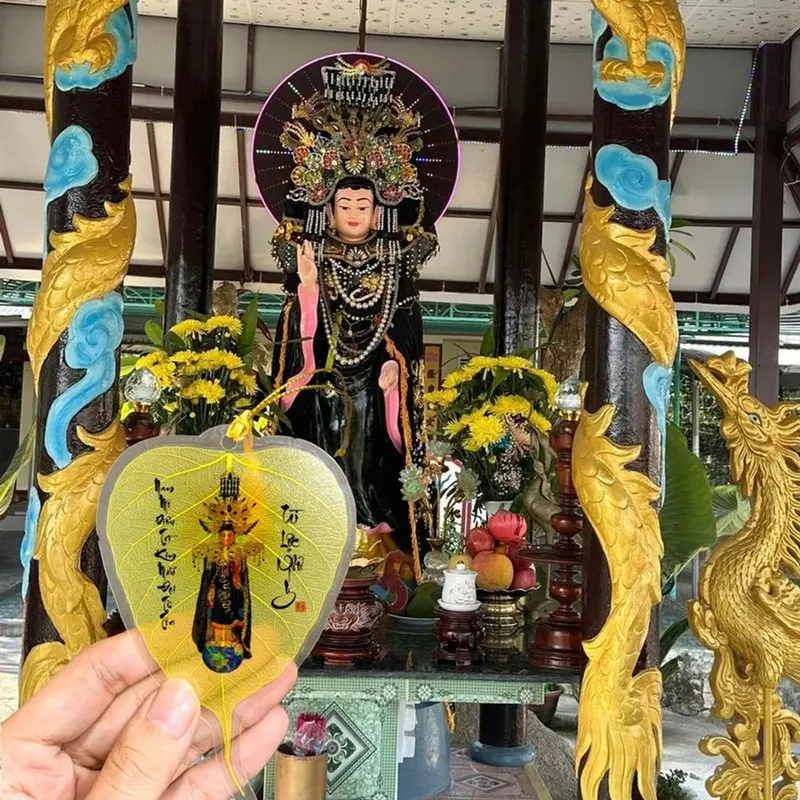[Tặng Rùa Vàng]  Lá Bồ Đề Mẹ Diêu Trì Kim Mẫu trang trí ốp lưng, xe hơi, bóp tiền 4
