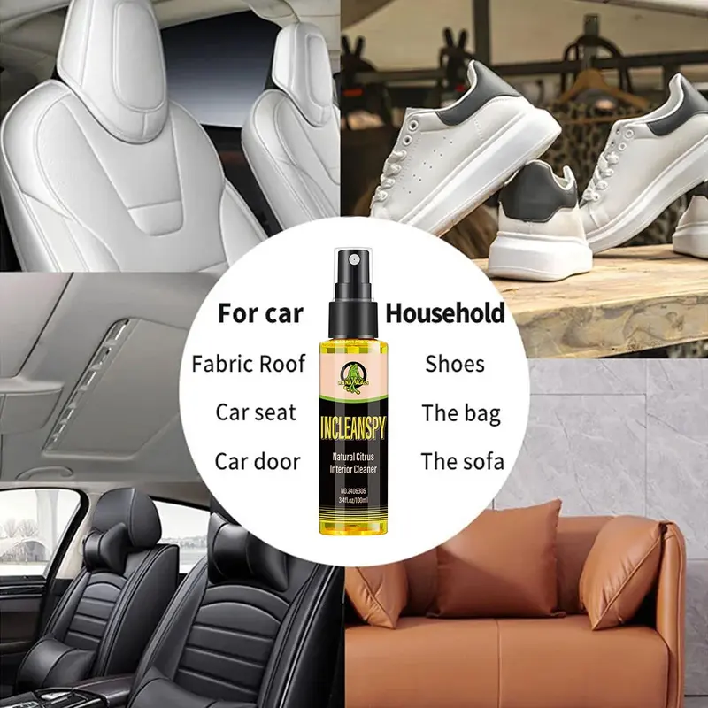 Car Interior Stain Removal, 30ml/100ml Portable Stain Remover for Car Interior Stains Cleaning, Multipurpose Leather Cleaner for Car & Home 6
