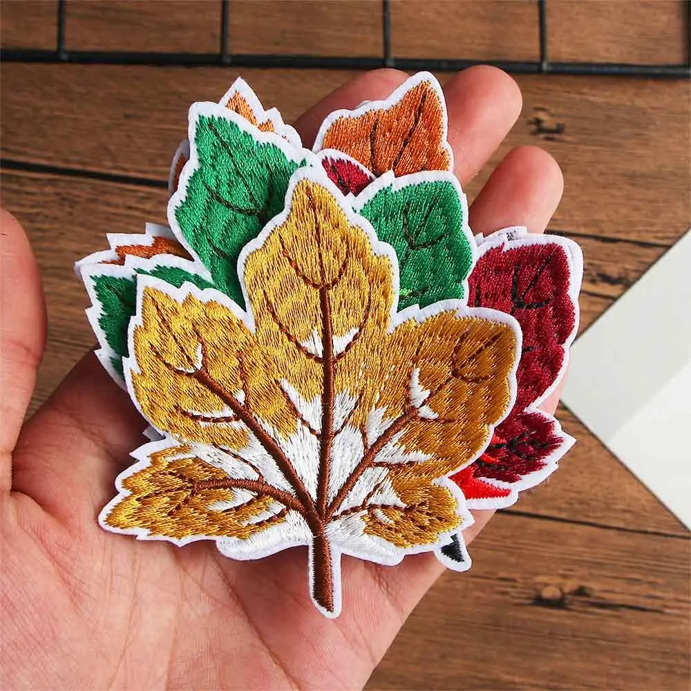 Unique Pattern Clothing accessories DIY Colorful Soft Decorative Stickers Embroidery Stickers Cloth Stickers Maple Leaf Sticker Patch Stickers