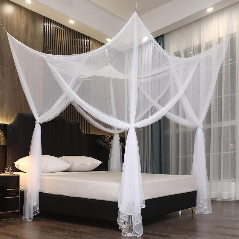 Product Introduction of 4 Corner Post Mosquito Net Canopy Hanging Bed Curtains Drape Netting for Full/Queen/King Indoor Outdoor Elegant Mosquito Netting 99