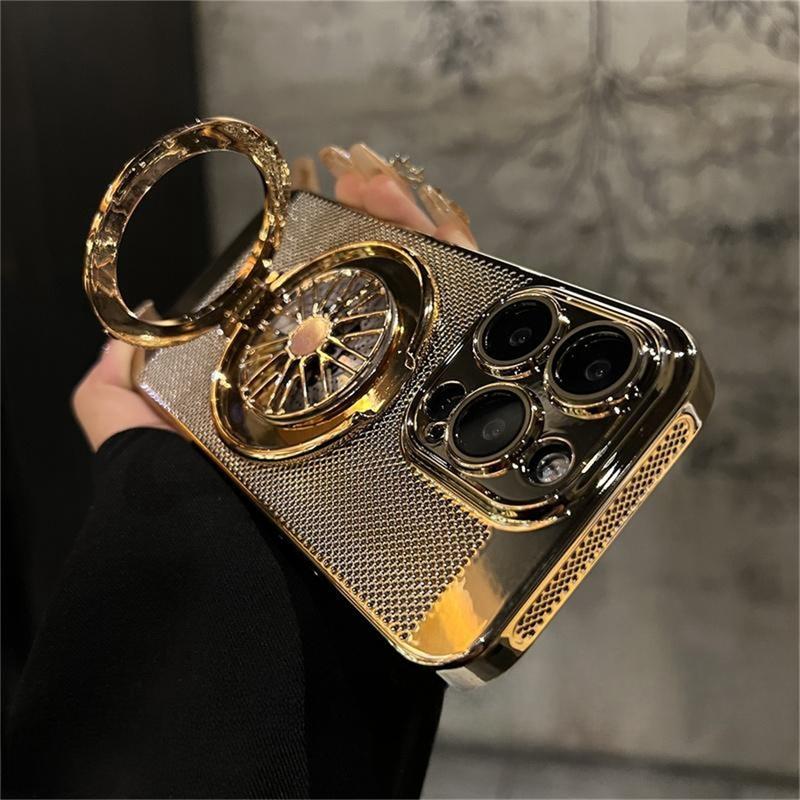Ốp Điện Thoại Có Giá Đỡ Mạ, Thiết Kế Sang Trọng, Tương Thích Với iPhone 16, 12, 13, 14, 15, Pro Max Và Plus, Mạ Toàn Bộ, Tản Nhiệt, Ốp PC Mỏng Cứng