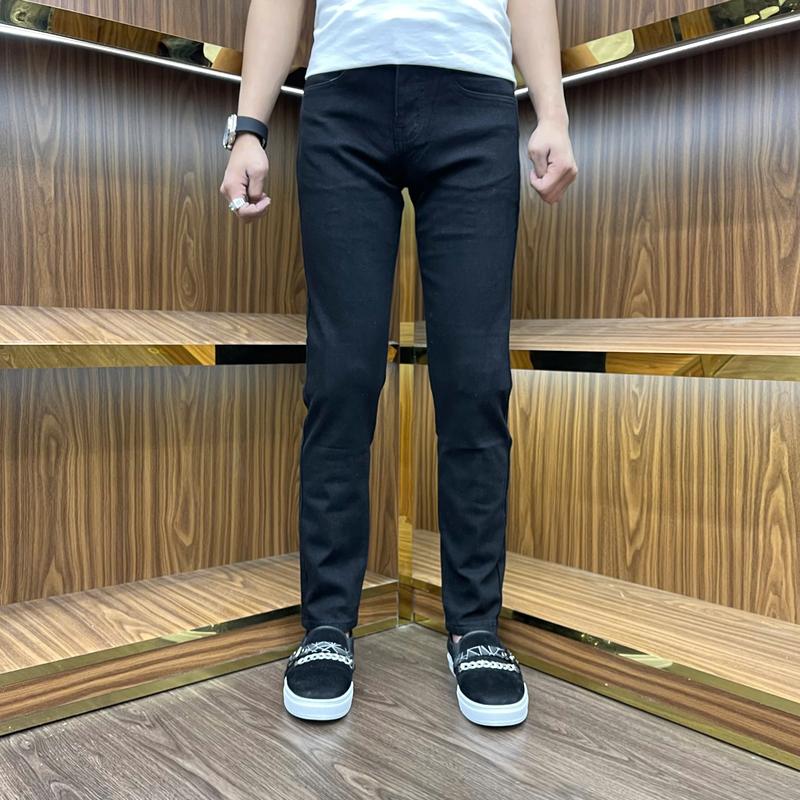 quần Jeans nam xanh pơ pồ xanh trơn sước nhẹ bản 4 cúc đồng tang lụa 6