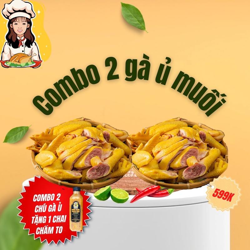 [CHỈ GIAO MIỀN BẮC] Combo 2 Gà Ủ Muối Tặng 1 Chai Nước Chấm 350ml