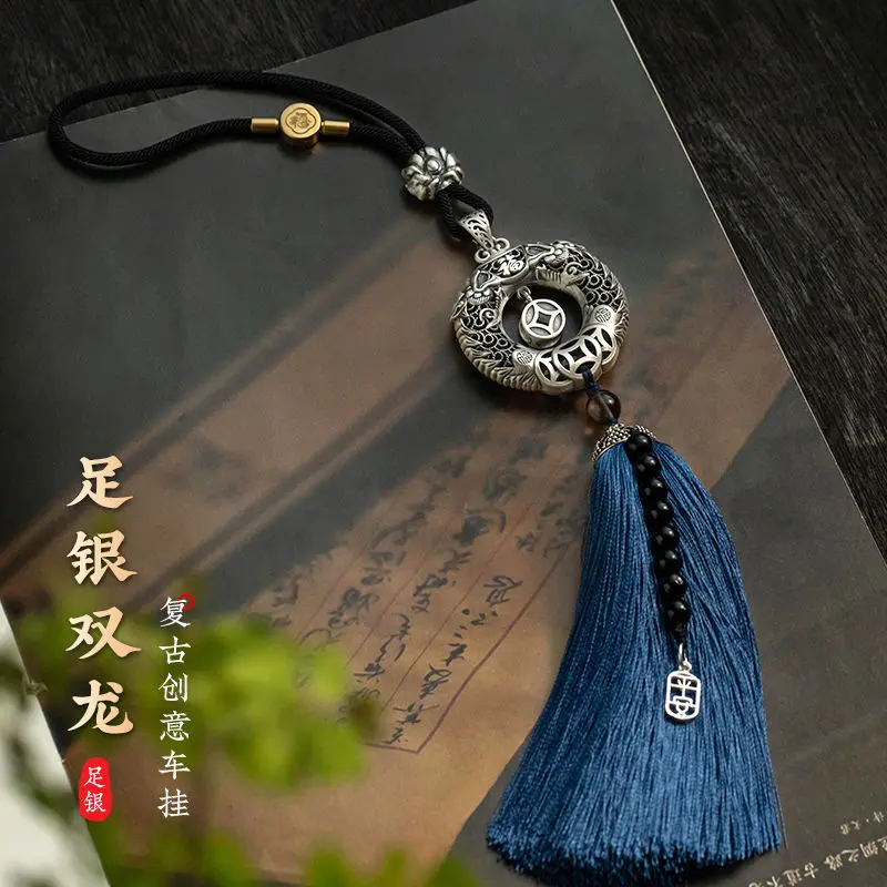 Đồ Trang Trí Treo Xe Hơi, Rồng Tốt Lành May Mắn, Phụ Kiện Treo Nội Thất Ô Tô, Kết Cấu Bạc Sterling Cao Cấp Sáng Tạo, Mặt Dây Chuyền Gương Chiếu Hậu Ô Tô, Đồ Trang Trí Treo 1