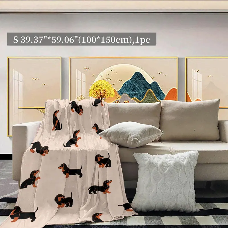Dog Pattern Blanket, 1 Count Christmas Decor Soft Throw Blanket for All Seasons, Warm Blanket for Bed Couch Sofa Chair, Christmas Gifts, Christmas Decorations 3
