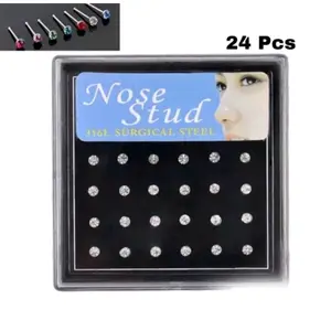 1 Box Anting Tindik Hidung Permata 1,5 mm bahan titanium ( A. box)