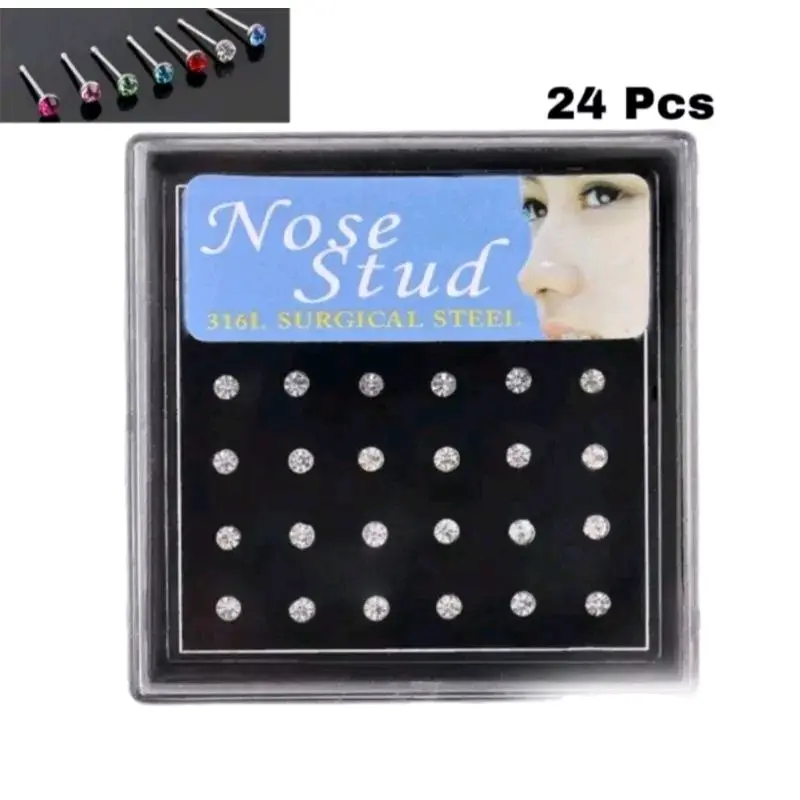 1 Box Anting Tindik Hidung Permata 1,5 mm bahan titanium ( A. box) 0