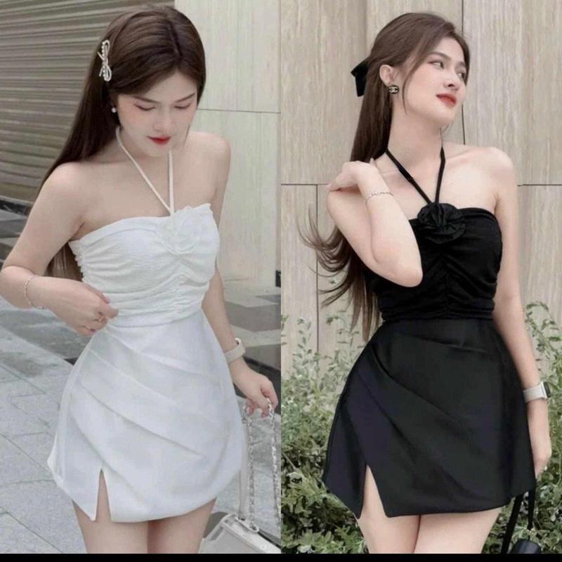  áo 2 dây nữ cổ yếm thân xốp đính hoa  sang chảnh dành cho các nàng 