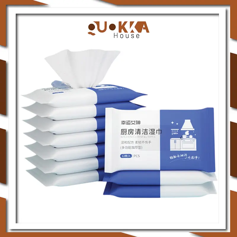 QUOKKA 12 Sheet Small Pack Kitchen Wipes Clean Disposable Degreasing ...