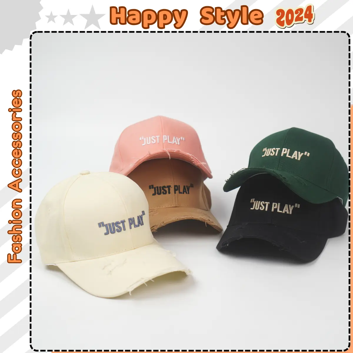 Mũ Lưỡi Trai Nón Kết Rách Thêu Chữ JUST PLAY Chất Kaki Form Unisex Nam Nữ N76 Women Hat