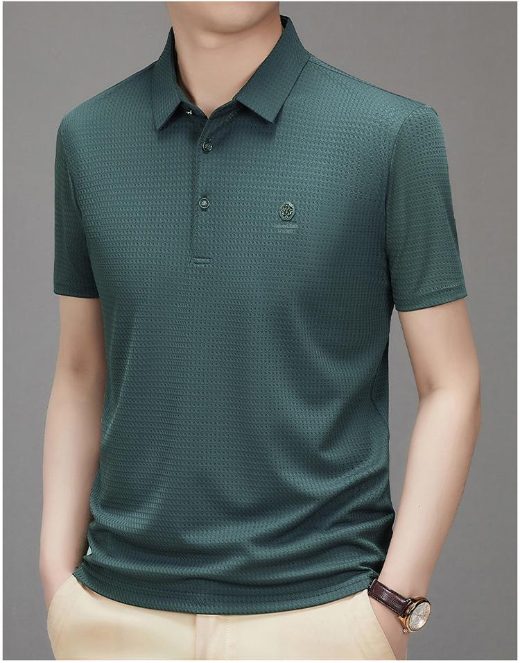Product Introduction of Men's Polo Shirt, New Collection, Wrinkle-Free Ice Silk Material, Summer Business Collar, High Elastic, Breathable, Premium Ice Feel T-Shirt 23